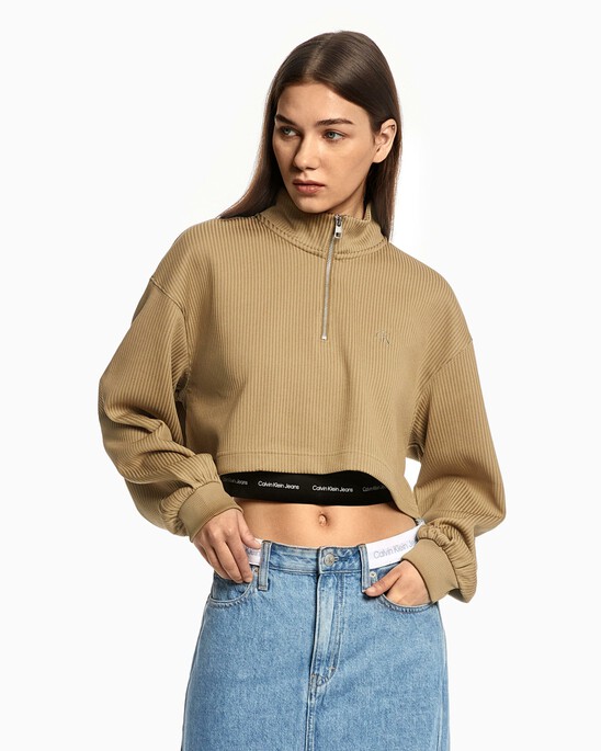 2 IN 1 RIB KNIT RELAXED SWEATSHIRT