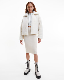 RECYCLED SHERPA MONOGRAM JACKET, Eggshell, hi-res