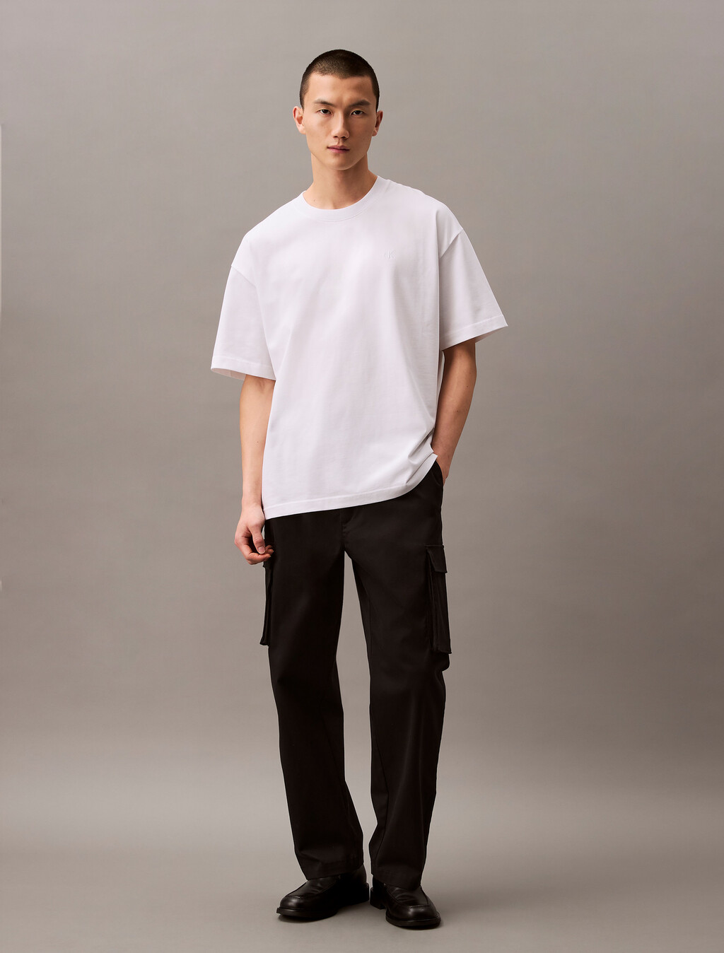 Oversized Embossed Monogram Tee, Brilliant White, hi-res