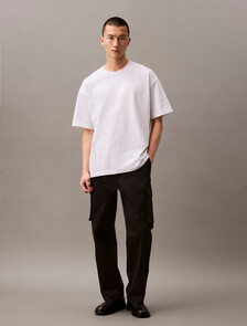 Oversized Embossed Monogram Tee, Brilliant White, hi-res