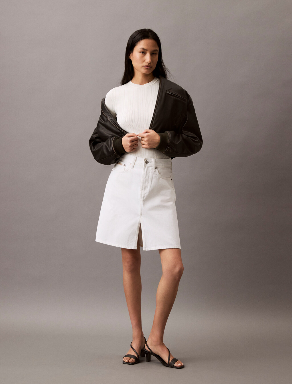 Cotton Variegated Rib Knit Top, Tofu, hi-res