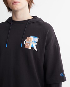 Layered Organic Cotton Hoodie, Ck Black, hi-res