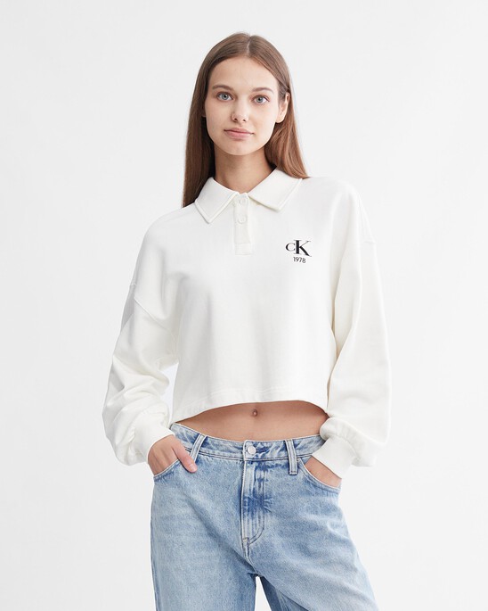Varsity Polo Neck Pullover Sweatshirt
