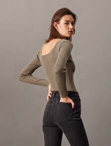 Rib Knit Top, Falcon, hi-res