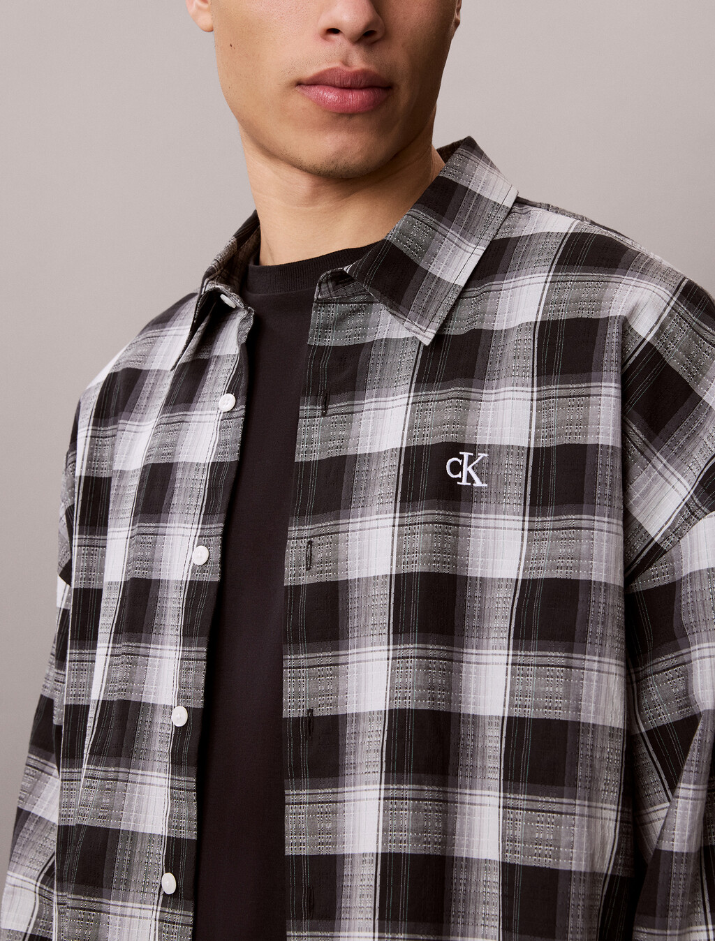 Relaxed Cotton Shirt, Black, hi-res