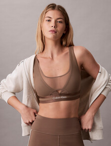 Mesh Panel Sports Bra, Shitake, hi-res