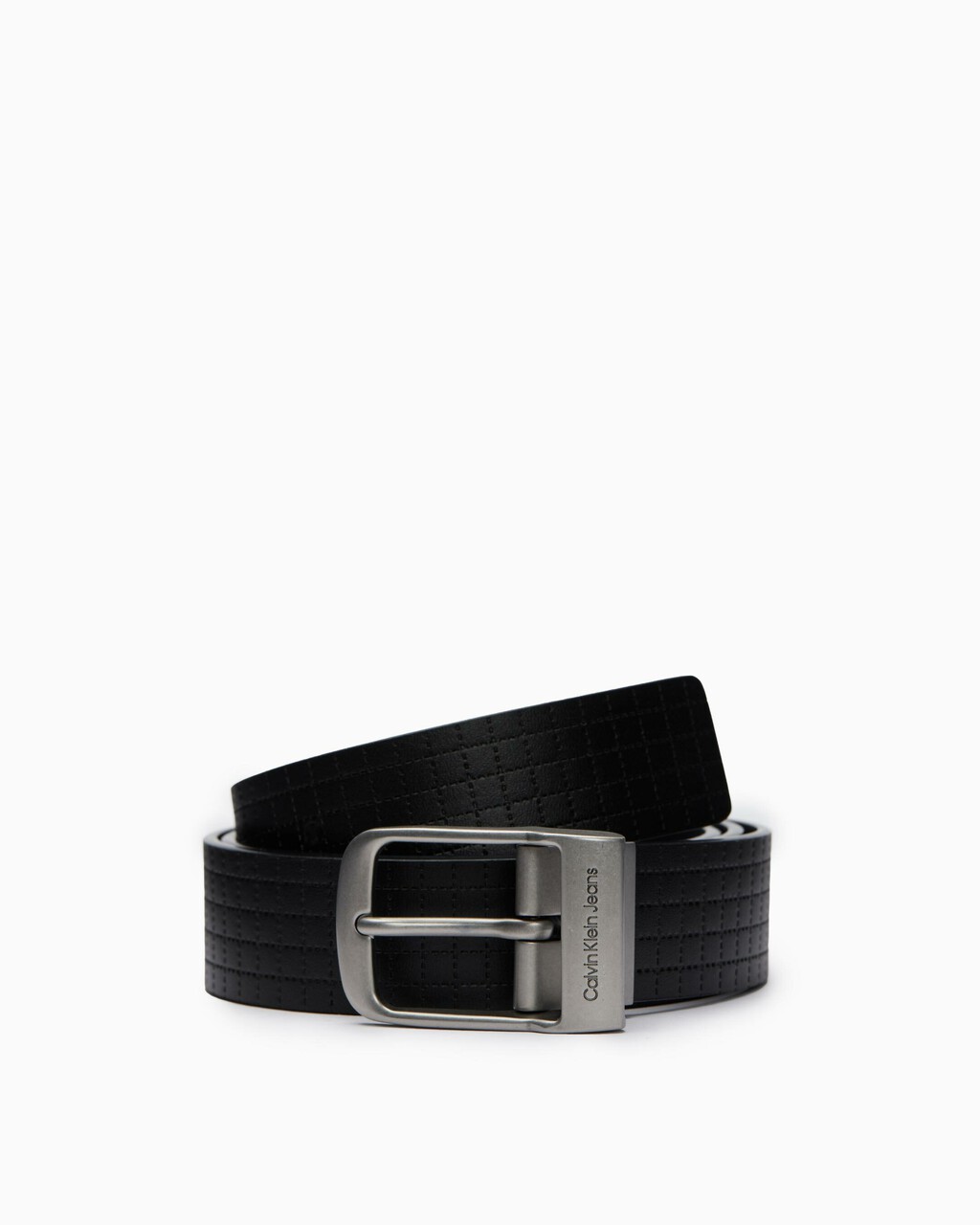 35MM ROUND PIN BUCKLE BELT, BLK/U GRID EMB, hi-res