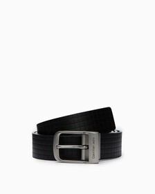35MM ROUND PIN BUCKLE BELT, BLK/U GRID EMB, hi-res