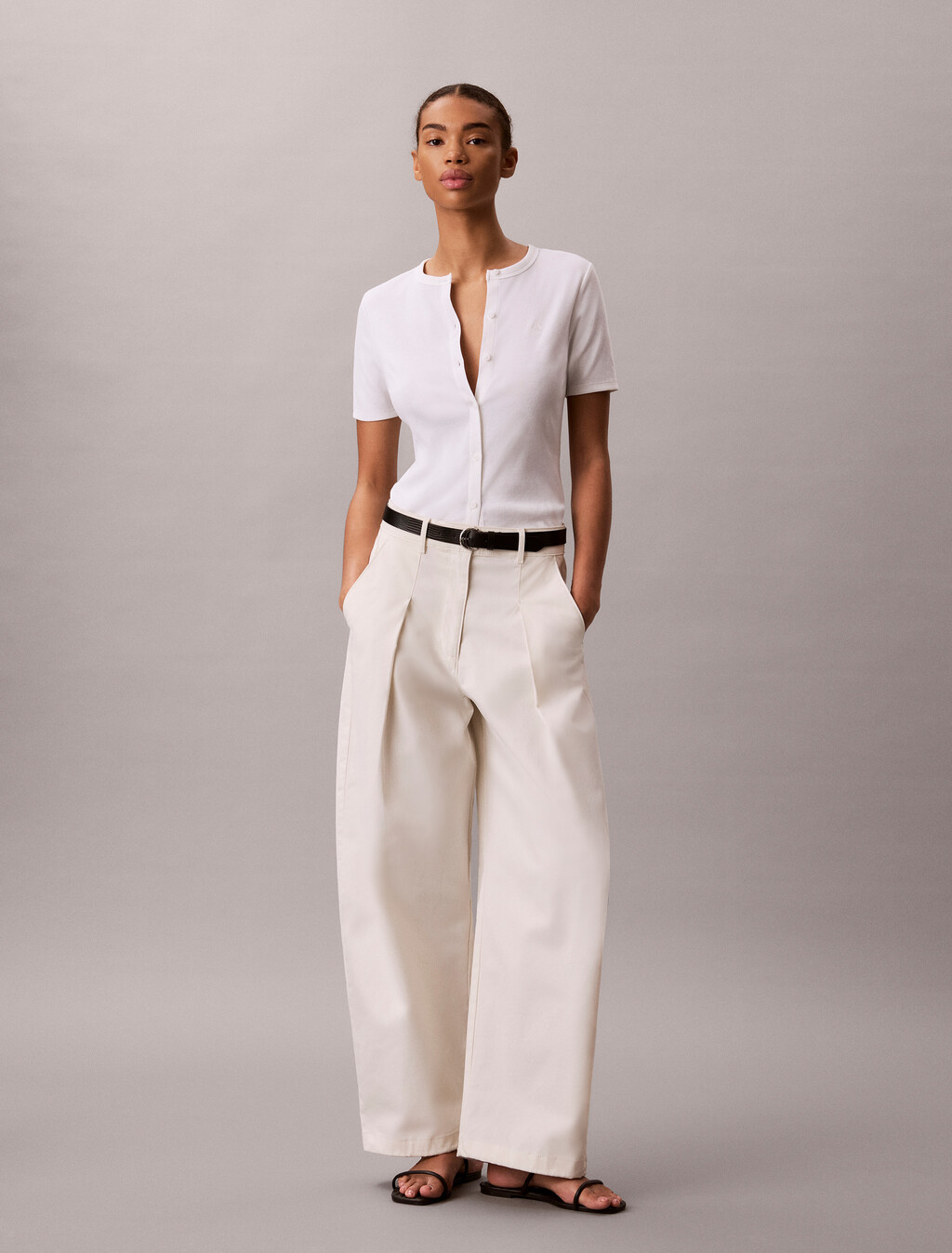 Ribbed Short Sleeve Cardigan, Bright White, hi-res