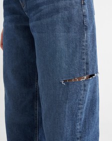 Italian Denim Side Slash 90s Straight Jeans, Dark Side Slash, hi-res
