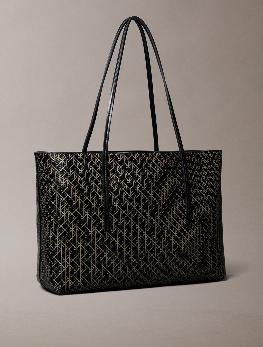 Allover Monogram Logo Tote Bag with Pouch, BLACK AOP, hi-res