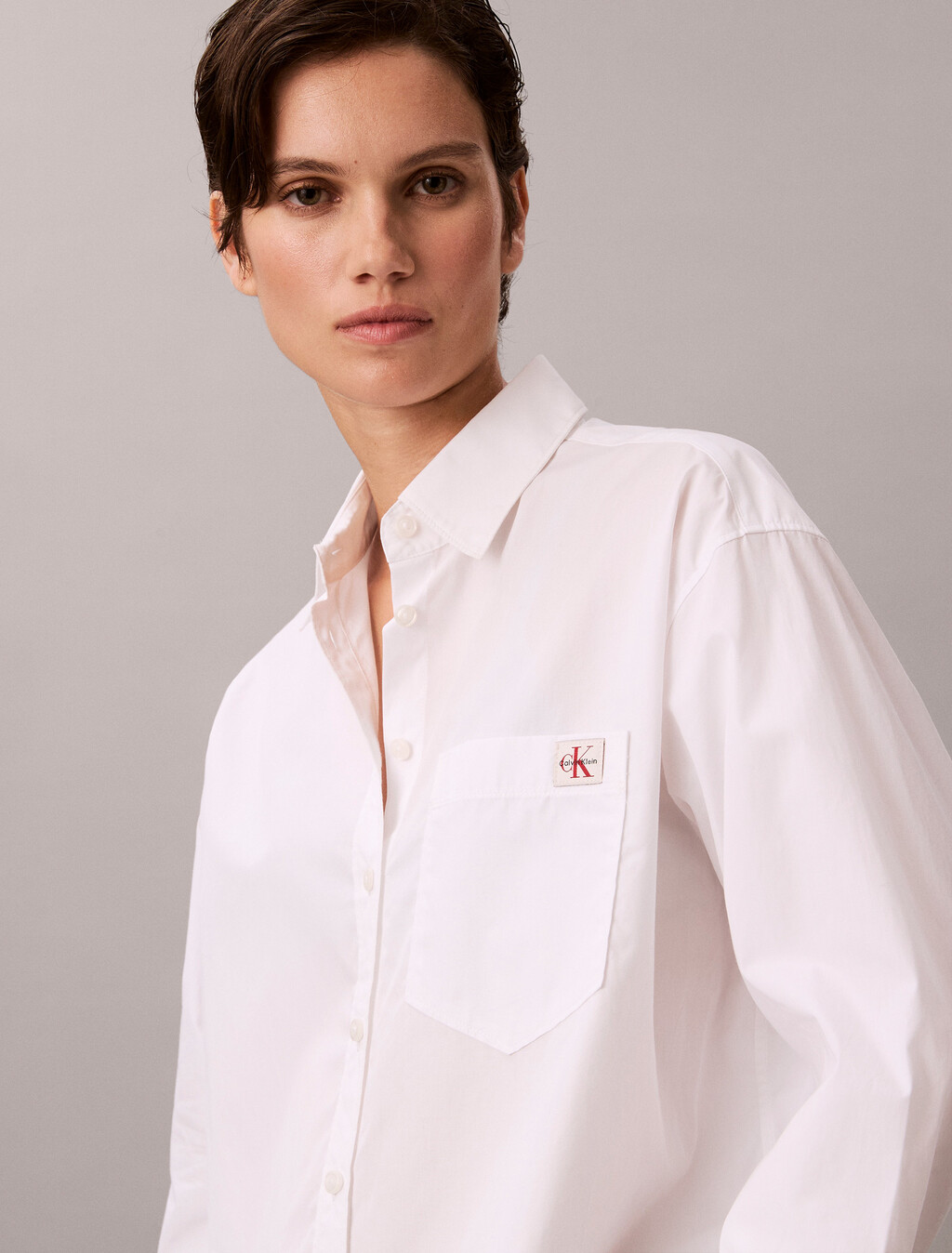 Relaxed Cotton Poplin Shirt, Brilliant White, hi-res