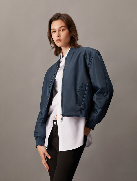 Padded Nylon Bomber Jacket