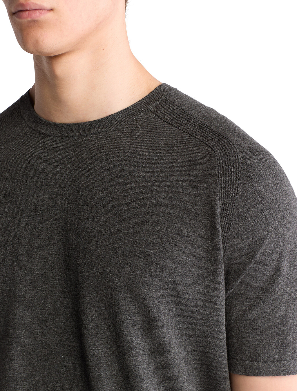 Tech Knit Crewneck Sweater T-Shirt, Gunmetal Htr, hi-res