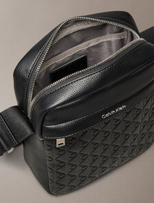 Embossed Allover Monogram Reporter Bag, Black, hi-res