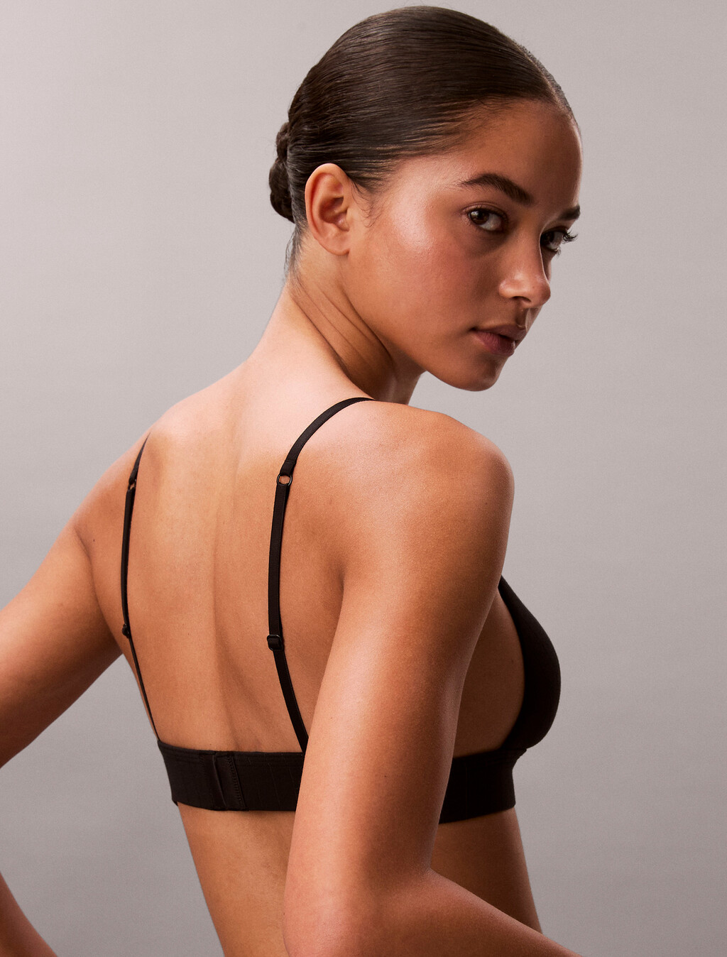 Lightly Lined Triangle Bralette - Heritage Classic Cotton Stretch, Black, hi-res