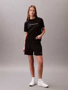 Relaxed Cotton Terry Jogger Shorts, Black, hi-res