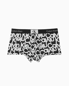 CALVIN KLEIN 1996 MICRO LOW RISE TRUNKS, NEON LIGHTS LOGO PRINT_BLACK, hi-res