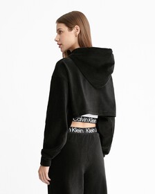 2 In 1 Logo Tape Velvet Hoodie, Ck Black, hi-res