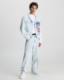 90'S STRAIGHT PRINTED JEANS, Denim Light, hi-res