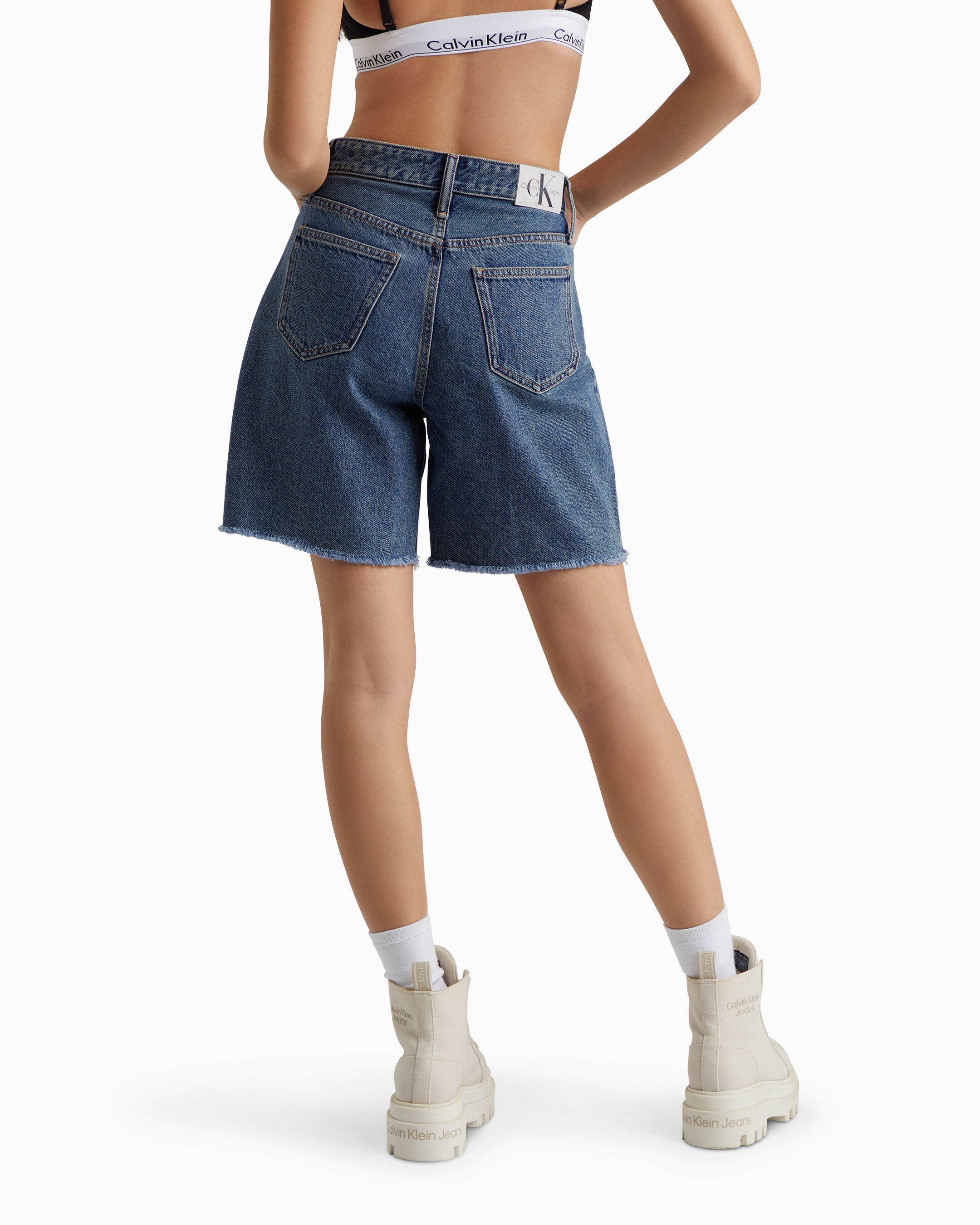White denim outlet mom shorts