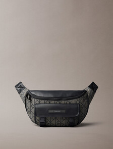 Water Repellent Logo Jacquard Bum Bag, LOTUS BEIGE / BLACK AOP, hi-res