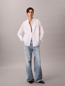 Relaxed Cotton Poplin Shirt, Brilliant White, hi-res