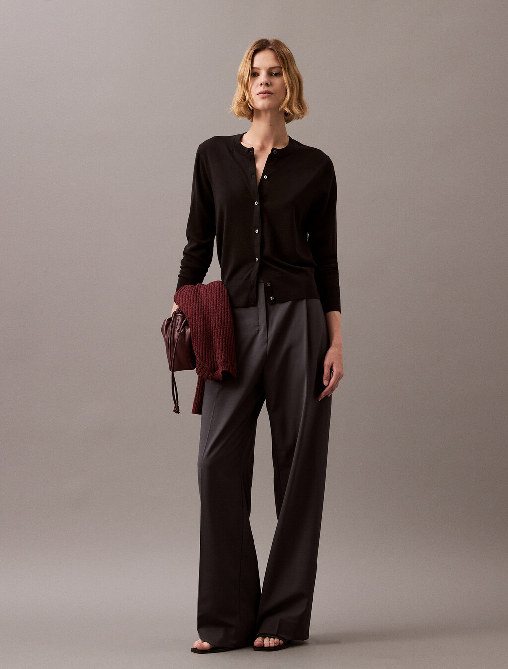 Tech Merino Cardigan, Black, hi-res