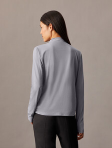 Mercerized Jersey Mock Neck T-Shirt, Lilac Gray, hi-res