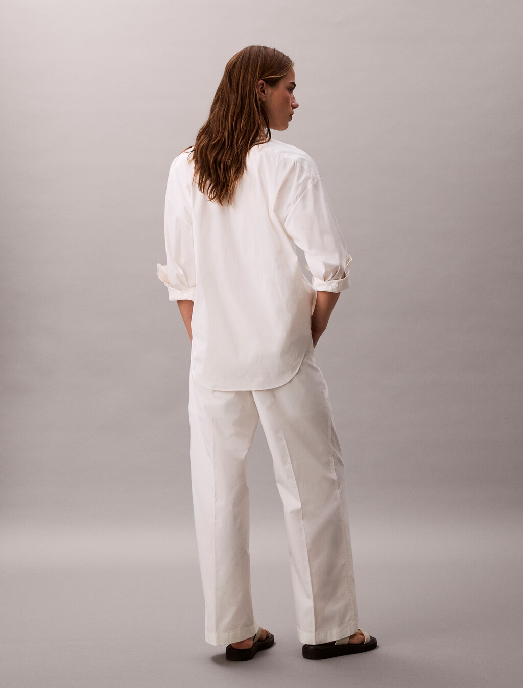 Cotton Relaxed Pants, Blanc De Blanc, hi-res