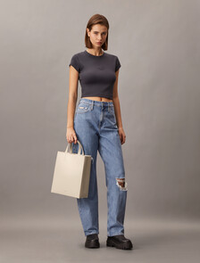 CK Paper Bag Leather Mini Tote, Birch, hi-res
