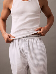 Cotton Poplin Sleep Pants, STEADY STRIPE GRISAILLE, hi-res
