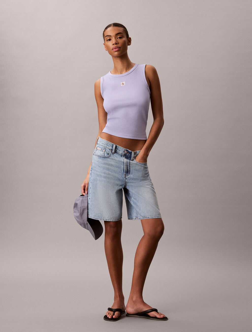 Cotton Stretch Rib Tank Top, Cosmic Sky, hi-res