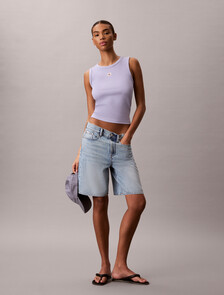 Cotton Stretch Rib Tank Top, Cosmic Sky, hi-res