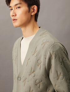 Embossed Monogram Relaxed Cardigan, Rock Ridge, hi-res