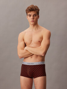 3 Pack Low Rise Trunks - Icon Cotton Stretch, Black/Seamless Emblem_Dark Berry/Adrenaline Rush, hi-res