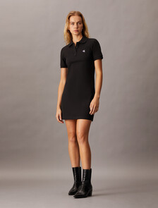Monogram Embroidery Polo Dress, Ck Black, hi-res