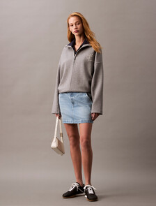 Relaxed Spacer Zip Collar Jacket, MED GREY HTR, hi-res