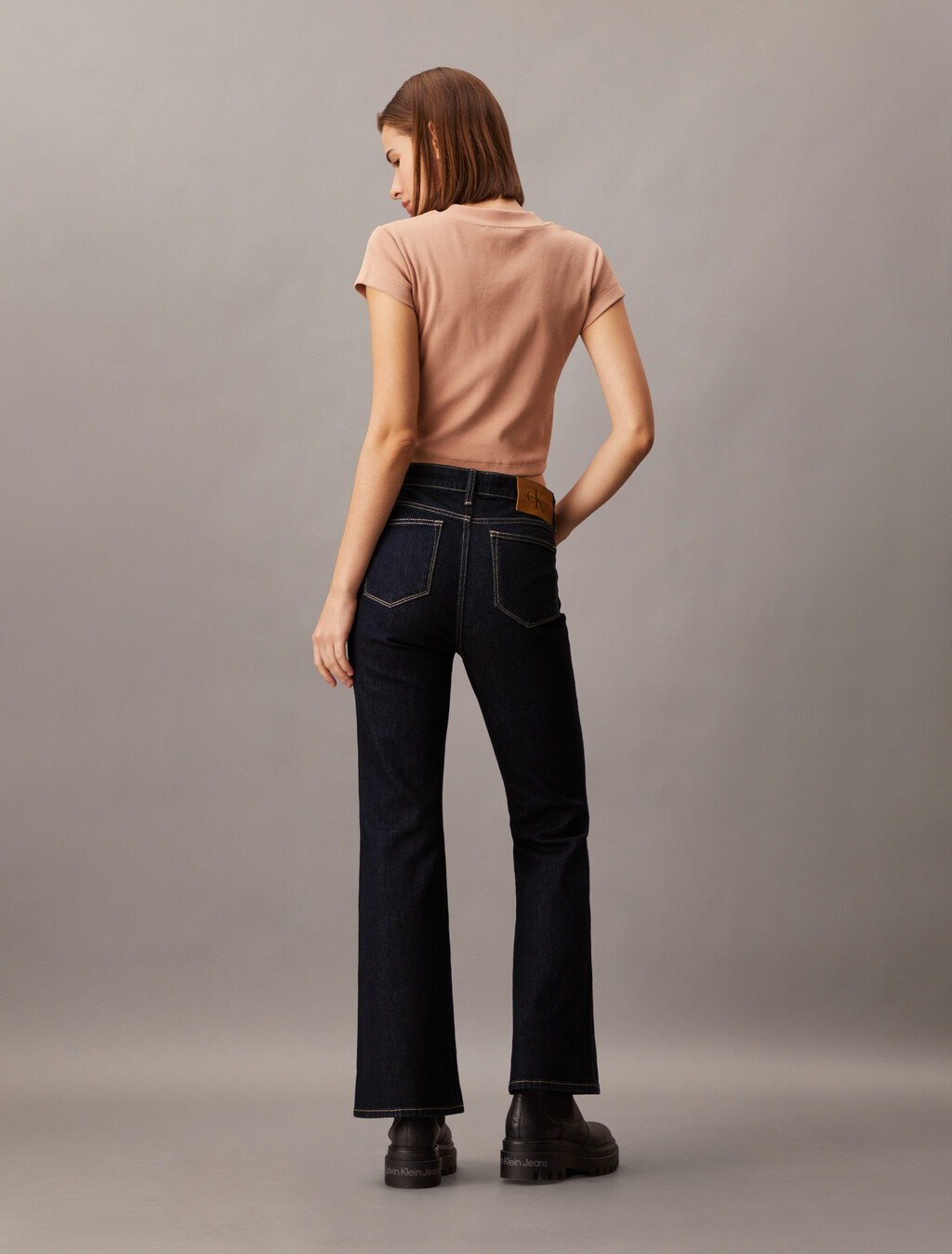 High Rise Flare Rinsed Jeans, Denim Rinse, hi-res
