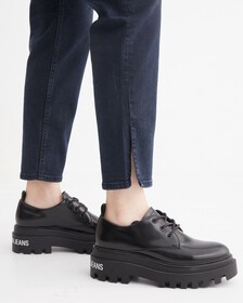 Reconsidered Italian Denim Slim Straight Ankle Jeans, Blue Black Back Embro Splt Hem, hi-res