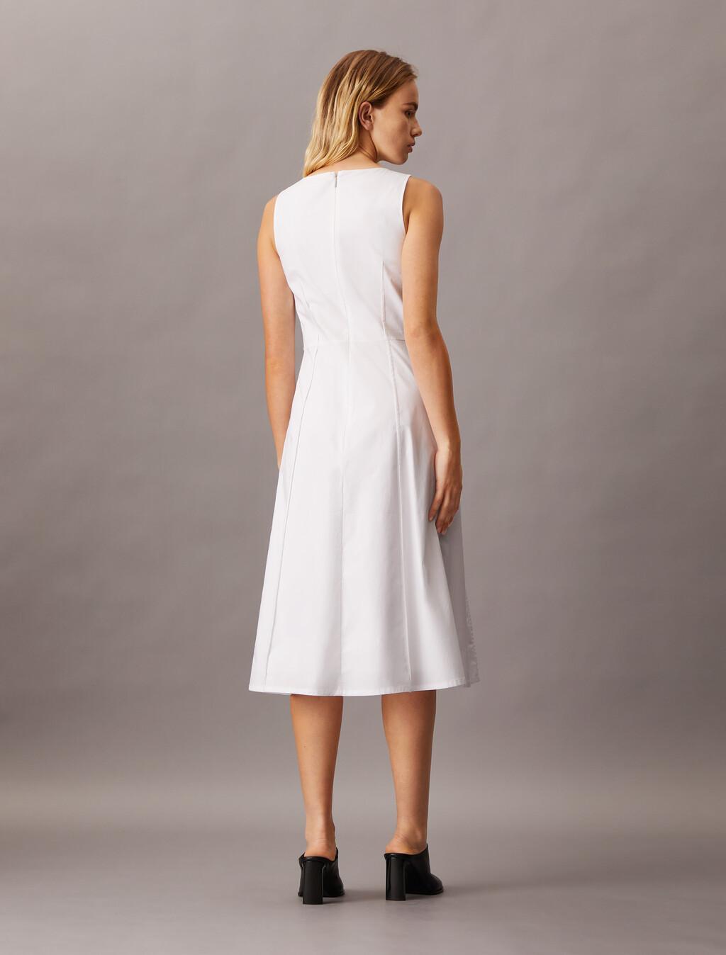 Feminine Woven Dress, Bright White, hi-res