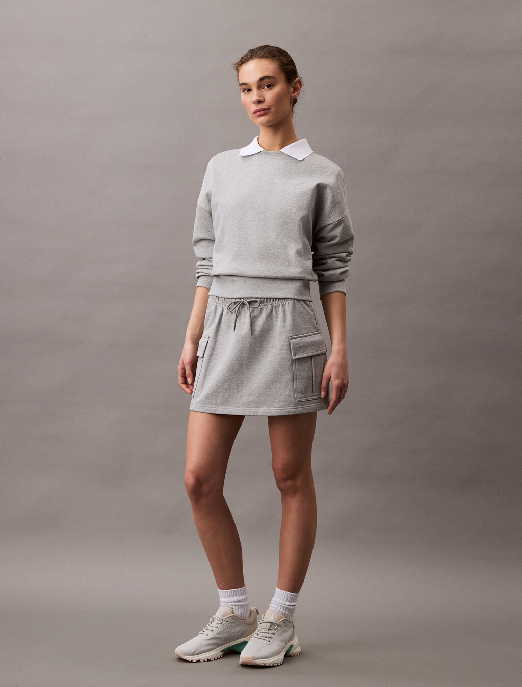 Cotton Terry Cargo Mini Skirt, Heroic Grey Heather, hi-res
