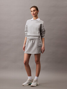 Cotton Terry Cargo Mini Skirt, Heroic Grey Heather, hi-res