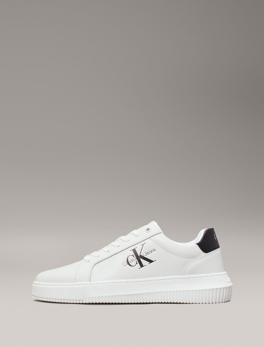 Leather Trainers, White/Black, hi-res