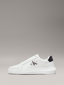 Leather Trainers, White/Black, hi-res