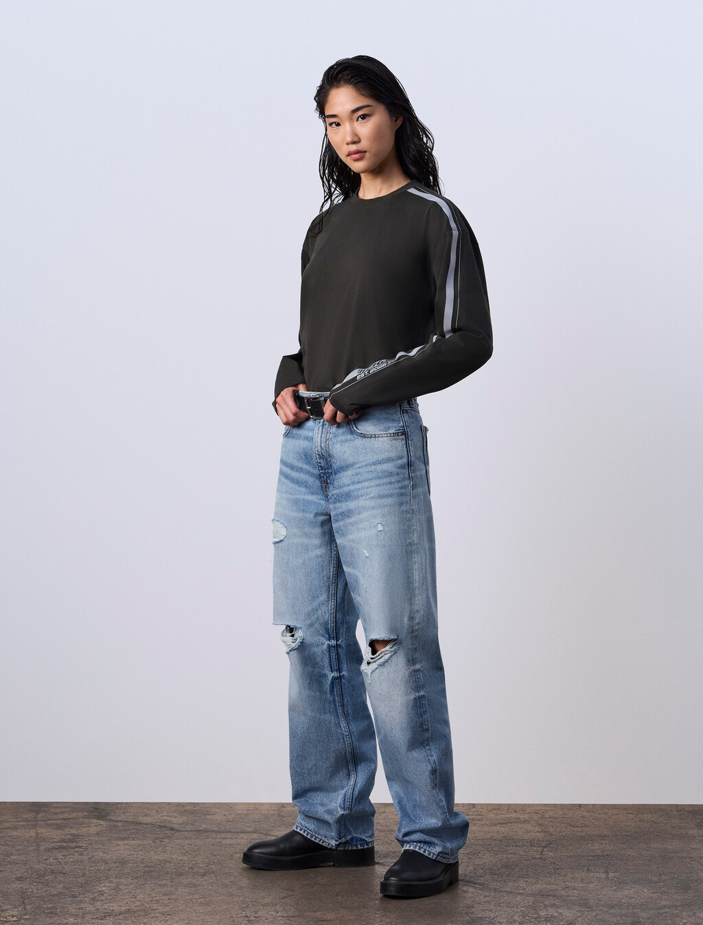 Jung Kook for Calvin Klein Racing Stripe Relaxed T-Shirt, Peat, hi-res