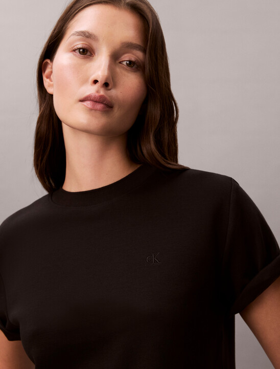 Monogram Cropped Double Knit Tee