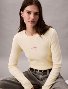 Monogram Logo Long Sleeve Baby Tee, Pear Sorbet, hi-res