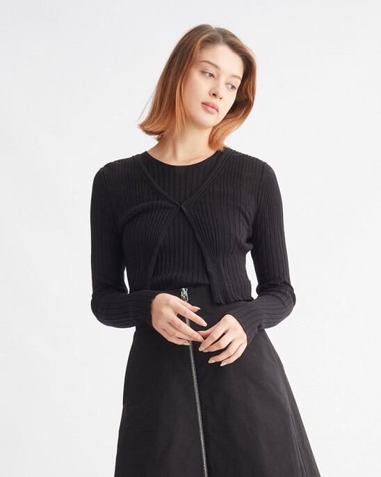 SMOOTH COTTON RIB CARDIGAN