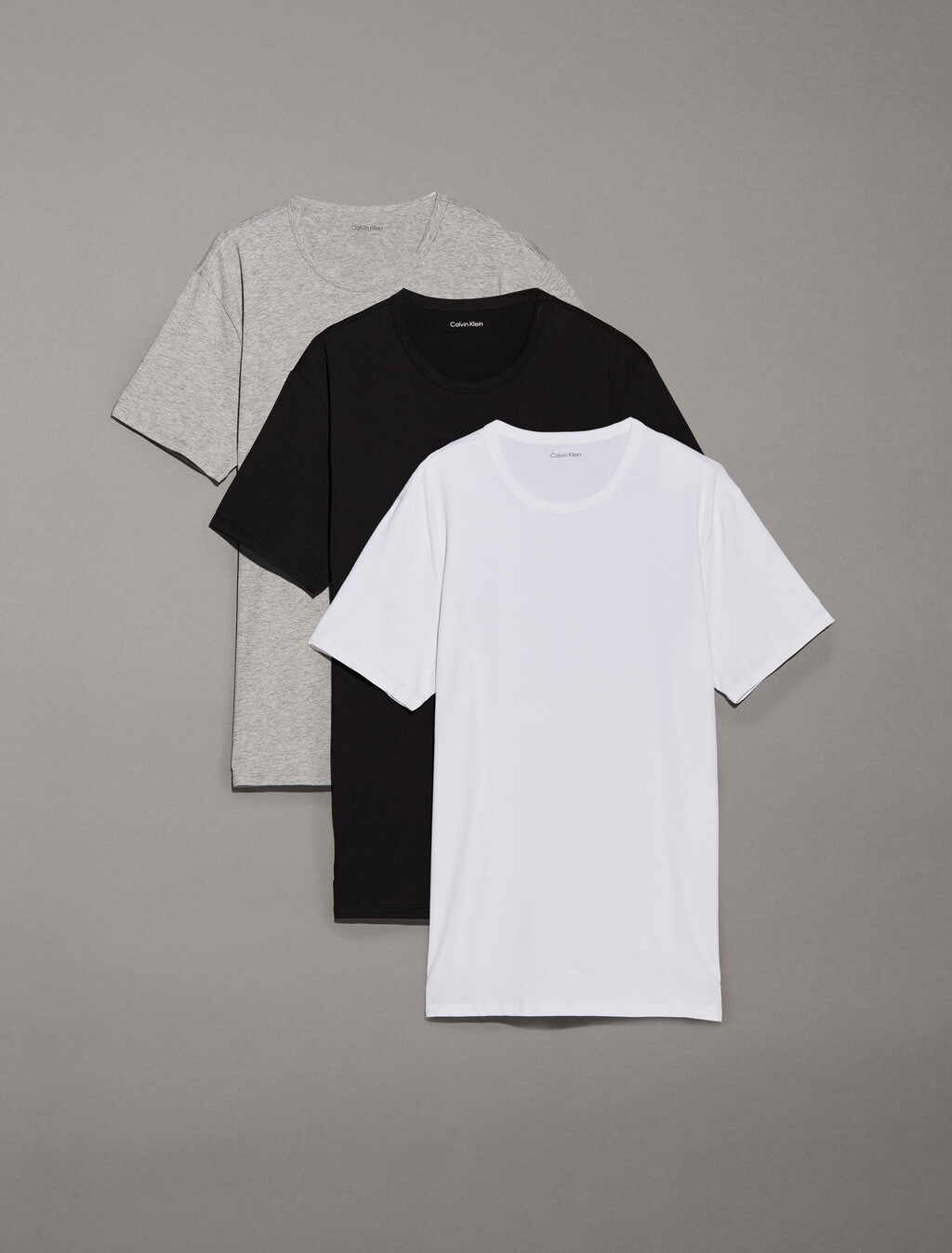 3 Pack Cotton Stretch Crewneck Tees, BLACK/GREY HEATHER/WHITE, hi-res